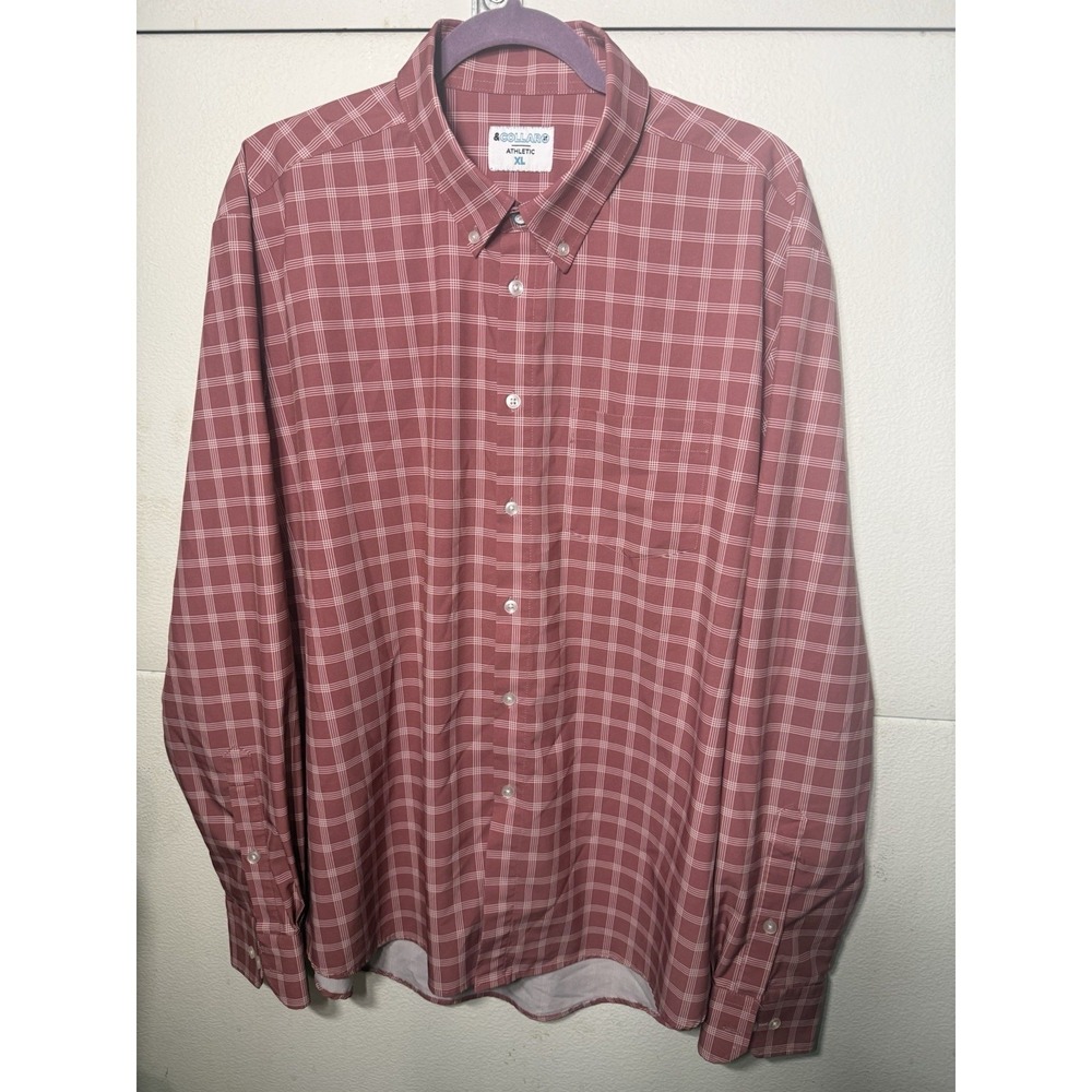 &COLLAR‎ Performance Dress Shirt Red Plaid Athletic Fit XL